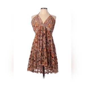 Free people halter Midi dress. Brown floral. Size large. NWT.